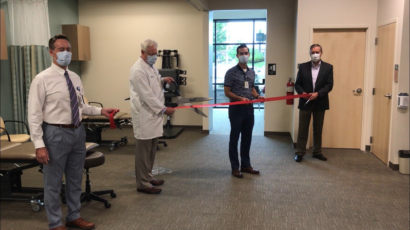 Mercy officials cut the ribbon to ceremonially open the new physical therapy space last week.